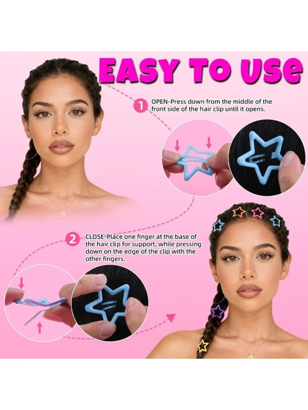 100PCS Colorful Star Hair Clips - Y2K Trendy 1.18